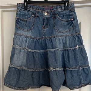 Y2K denim layered skirt